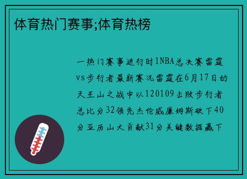 体育热门赛事;体育热榜